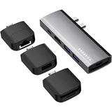 Caruba multifunktionel 9 in 1 USB C Hub Space Grau (USB-C), Speicherkartenlesegerät, Grau