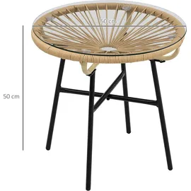 Outsunny Beistelltisch Ø 50 x 52 cm Beige