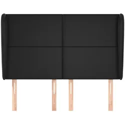 vidaXL Kopfteil mit Ohren Schwarz 147x23x118/128 cm Kunstleder