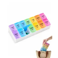 Luxorium 1 Stück Tablettenbox 7 Tage 2 Fächer Morgens Abends Medikamentenbox 14 Fächer Bunte Pillendose Wochen-Organizer für Reise und Alltag