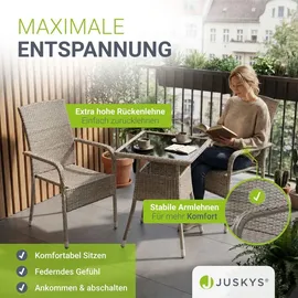 Juskys Yoro Polyrattan Gartenstuhl Grau 8 St.