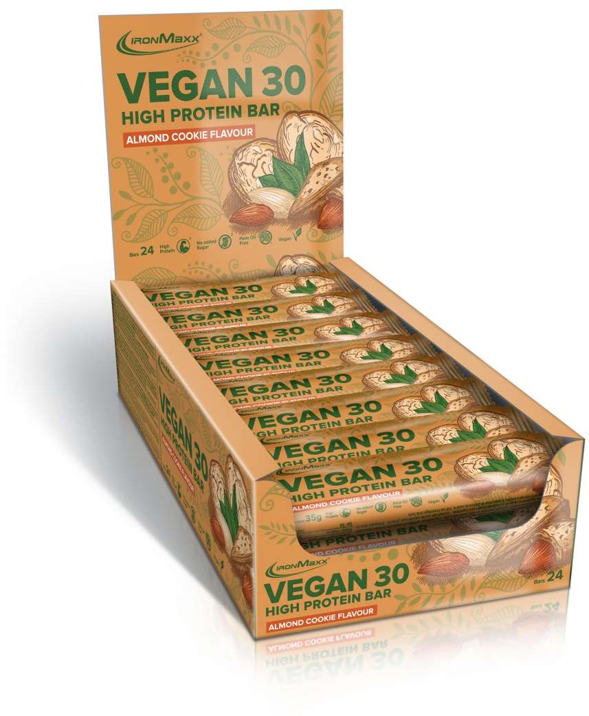 IronMaxx Vegan 30 High Protein Bar Proteinriegel, 24 x 35g - Erdnuss