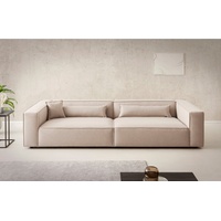 LeGer Home by Lena Gercke 3-Sitzer PIARA, XXL Sofa mit Kedernaht, Big-Sofa in Cord oder Leinenoptik, schwarze Füße, bequemer Sitzkomfort, extra tiefe Sitzfläche beige|braun