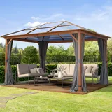 TOOLPORT Gartenpavillon 3 x 4 m inkl. Seitenteile grau