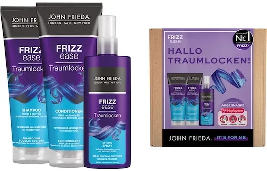 John Frieda Haarpflege Frizz Ease Geschenkset Shampoo 250 ml + Conditioner 250 + Spray 200 ml + 1x  Mask