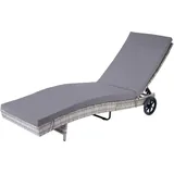 Sonnenliege HHG-456, Gartenliege Relaxliege Liege, Poly-Rattan grau, Kissen dunkelgrau