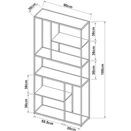 [en.casa] Standregal Vehmaa 90 x 30 x 188 cm Weiß