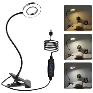 songlypian LED Leselampe Bett Dimmbar, 3 Modi & 10 Dimmstufen USB Klemmlampe Bett mit 10W Adapter,40cm & 360° Flexiblem Leselampe Kinder Bettlampe, Reading Light Leselampe Buch Klemme Lampe, 48 LEDs Klemme