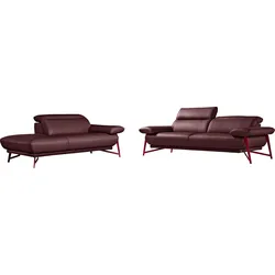 Egoitaliano Polstergarnitur »Anais, Design mit hohem Sitzkomfort für mehr Bequemlichkeit«, Set: bestehend aus Sofa und Ottomane, inkl. Kopfteilverstellung Egoitaliano burgundy