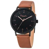 EICHMÜLLER Herrenuhr Hellbraun Schwarz Lederband 41 mm