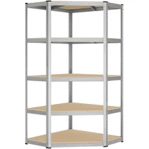 Songmics Eckregal Metall 180 x 70 x 40 cm silbern-naturbeige
