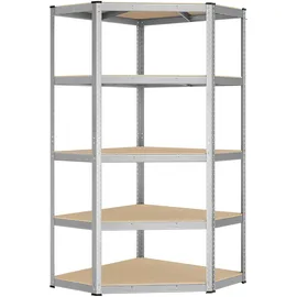 Songmics Eckregal Metall 180 x 70 x 40 cm silbern-naturbeige