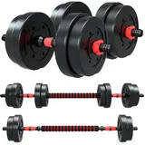 CANMALCHI Verstellbar Gewichte Hanteln Set 15KG Indoor Workout Schwarze Hantelset Langhantel Perfekt für Bodybuilding Fitness Gewichtheben Training Heimfitnessgeräte