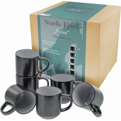 CreaTable Becher Nordic Fjord, Steinzeug, Kaffeebecher, Tassen Set, 6-teilig, 285 ml grau