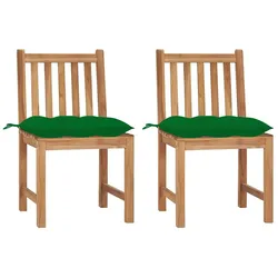 vidaXL 2x Teak Massiv Gartenstuhl mit Kissen Gartenmöbel Balkonstuhl Holzstuhl Stühle Stuhl Essstuhl Gartenstühle Terrassenstuhl Outdoor