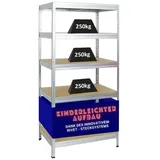Proregal Schwerlastregal Rivet HxBxT 180 x 90 x 60 cm Fachlast 250 kg Innovatives Stecksystem Verzinkt