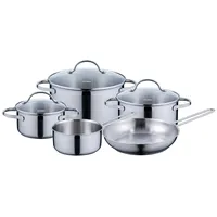 Kelomat, 1921-325, Kochtopfset Lugano, 8-teilig, 3 Fleischtöpfe, 1 Stielkasserolle, 1 Bratpfanne, 3 Glasdeckel