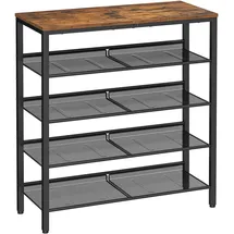 VASAGLE Schuhregal 75 x 93 x 28 cm vintagebraun-tintenschwarz / braun-schwarz