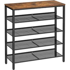 VASAGLE Schuhregal 75 x 93 x 28 cm vintagebraun-tintenschwarz / braun-schwarz