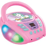 Lexibook RCD109UNI Einhorn Kinder CD-Player mit Bluetooth, USB und LED - Rosa