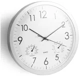 PZJFH Klassische Wanduhr Funk, 30 cm Runde Wand Uhr, Leicht Ablesbare Lautlose Batteriebetriebene Funkwanduhr Für Wartezimmer, Zu Hause, Küche Schule Kinderzimmer (Weiß)