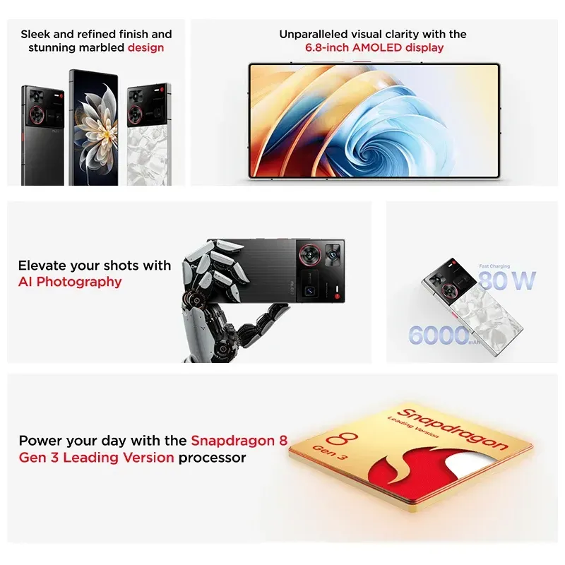 Nubia Z60 Ultra Leading Version 5G Smartphone Snapdragon 8 Gen 3 Leading Version 6,8'' 120Hz