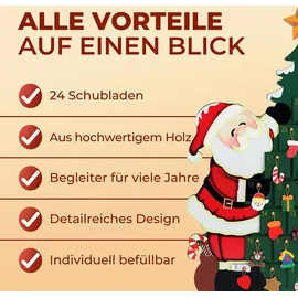 DEUBA Adventskalender Weihnachtsmann zum Befüllen 24 Türchen