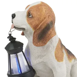 GLOBO Solarleuchte Hund Beagle mit Laterne, H 24 cm