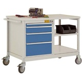 Manuflex TP1007.0002 Mobile Werkbank Modell 1 mit lichtgrauer Melamin-Abdeckplatte 22mm BxTxH 1135 x 590 x 802 mm