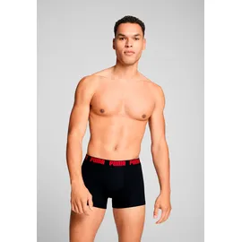 Puma Boxershorts PUMA "PUMA MEN EVERYDAY PLACED LOGO BOXERS 2P", Damen, Gr. S, rot (rot, schwarz), Jersey, Obermaterial: 95% Baumwolle, 5% Elasthan, normal, Unterhosen, mit Logo Webbund