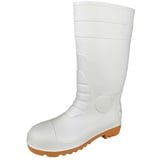 ZHENSI Herren-Gummistiefel Arbeitsstiefel Stahlkappe Sicherheitsstiefel wasserdichte rutschfeste Lebensmittel-Gummistiefel Unisex,Weiß,43 EU - 43 EU