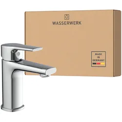 Waschtischarmatur WASSERWERK "WT 13", silber (chrom), B:5,5cm H:16cm T:15,5cm, Messing, Armaturen