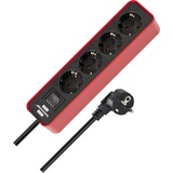 Brennenstuhl Ecolor Steckdosenleiste mit Schalter, 4-fach, 1.5m, schwarz/rot (1153240070)