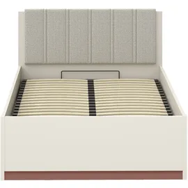 Forte Bettgestell "Milles", beige (sand, terrakotta, sand), B:125,2cm H:90,7cm L:205,2cm, Betten, Bettgestell, aufklappbarer Lattenrost und gepolstertes Kopfteil