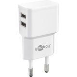 goobay Dual USB Netzteil / Ladeadapter, 2,4A, 2x USB flache Bauform, weiß