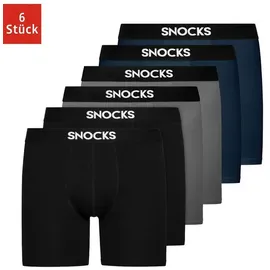 SNOCKS Boxershorts unifarben blau/grau/schwarz L 6er Pack