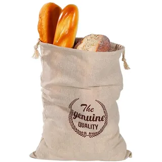 TARTIERY Brotbeutel Leinen Brotsack Leinen Brotbeutel Aufbewahrung Frischhalten Nachhaltiger Brötchenbeutel Brotaufbewahrung Wiederverwendbare Baguette-Kordelzugbeutel Für Bäcker