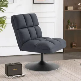 MCombo Drehsessel Stuhl modern, Cocktailsessel Loungesessel Relaxsessel Clubsessel für Wohnzimmer Schlafzimmer, Mikrofaser-stoff, 4812 (dunkelgrau)