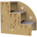 Hugsweet Hundetreppe für Hochbetten, Haustierleiter für Sofa, 3-Stufen-Haustiertreppe aus Holz für das Bett, Haustierrampen, Treppen, Hundetreppen, geeignet für kleine Hunde, Katzen und andere kleine