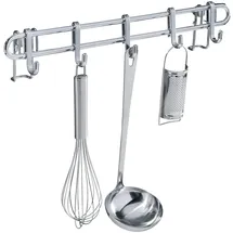 Wenko Hakenleiste Style mit 5 Haken Wandleiste, Küchen-Reling Silber glänzend