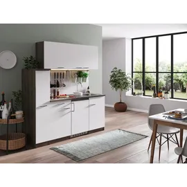 Respekta Küchenzeile Oliver E-Geräte 180 cm mit Glaskeramikkochfeld weiß/eiche york nachbildung