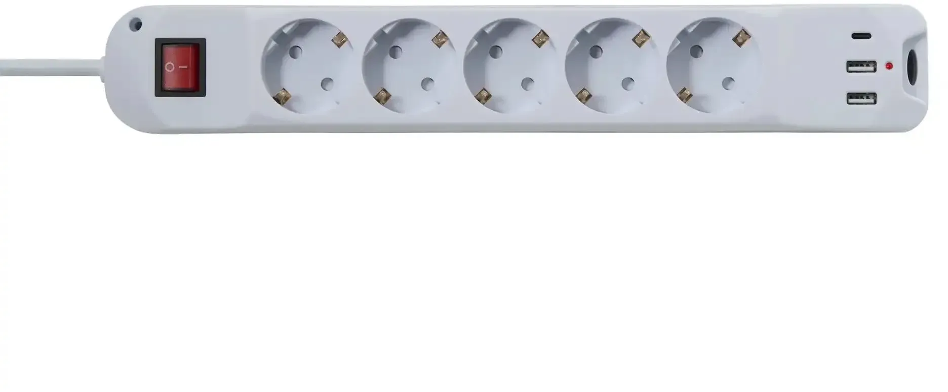 KHG Steckdosenleiste  EE-5-3680-USB , weiß , Maße (cm): B: 5,2 H: 34,5 T: 4.0
