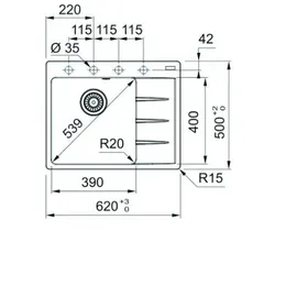 Franke Einbauspüle Centro CNG 611-62 A Onyx Becken links - Schwarz