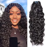 Water Wave Human Hair Bundles Menschliches Haar Brasilianisches Echthaar Tressen Locken Curly Bundles Human Hair Natürliche Schwarze Farbe Single Weave Bundle 100g 14 Inch
