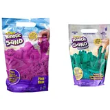 Kinetic Sand Beutel Pink, 907 g - magischer Sand aus Schweden für Indoor-Sandspiel, ab 3 Jahren & Schimmersand Petrol, 907 g - blaugrüner Glitzersand für Indoor-Sandspiel aus Schweden, ab 3 Jahren