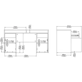 VCM FunctionPlus Schreibtisch 2 Türen 2 Schubladen Nussbaum Nachbildung. - Braun