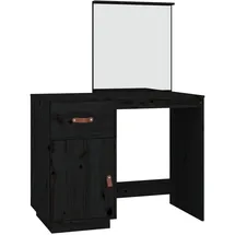 vidaXL Schminktisch Schwarz 95x50x134 cm) Massivholz Kiefer