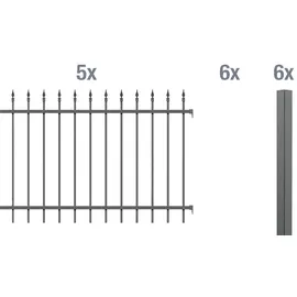 GAH Alberts Metallzaun Chaussee Set 5 Matten 0,1 x 10 m anthrazit