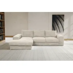 Ecksofa WERK2 "Rozzana Design Ecksofa mit hohem Komfort, zeitlos & elegant, L-Form", weiß, B:280cm H:86cm T:190cm, 100% PES, Sofas, in kuschelweichen Trendstoffen Cord, Breitcord und Plüsch