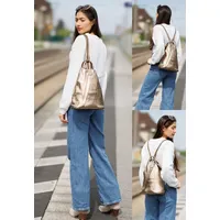 CASPAR Modell No.782 2in1 Leder Schultertasche Roségold/Rosa